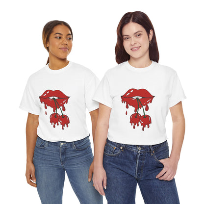 Trendy lips cherry tee shirt