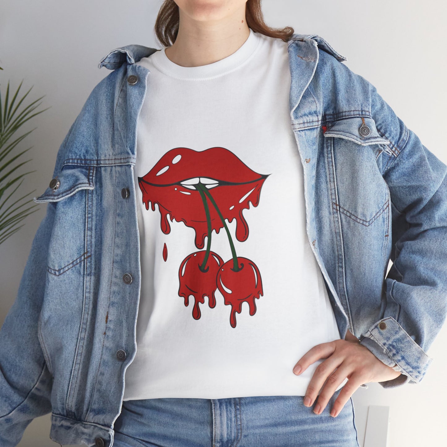 Trendy lips cherry tee shirt