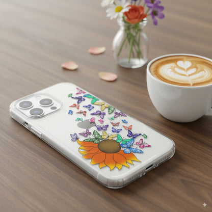 Coque - Sunflower and Rainbow Butterflies