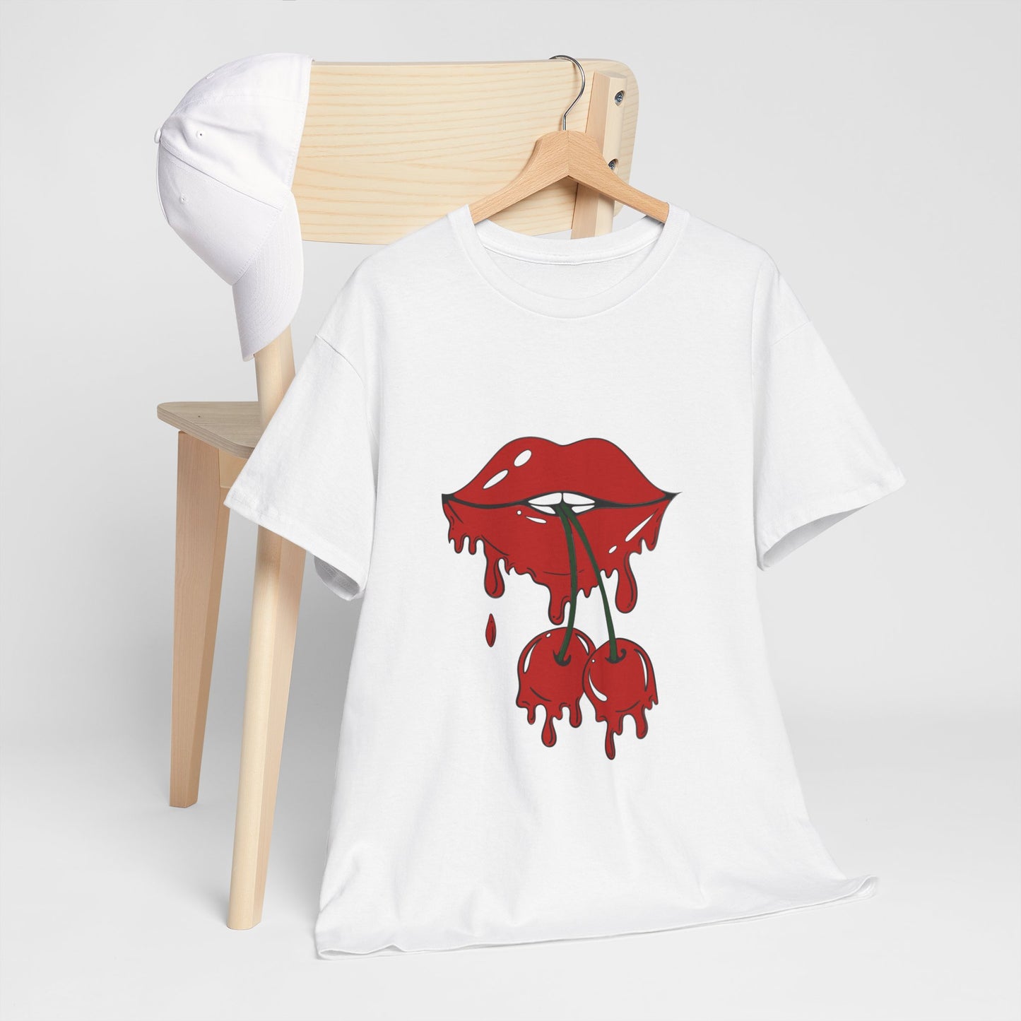 Trendy lips cherry tee shirt
