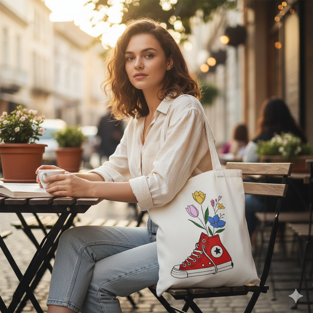 Bascket floral Tote bag