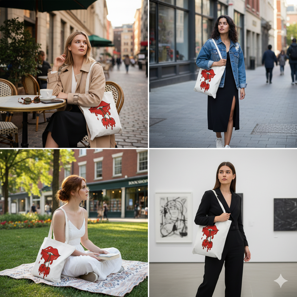 Lips cherry Tote bag