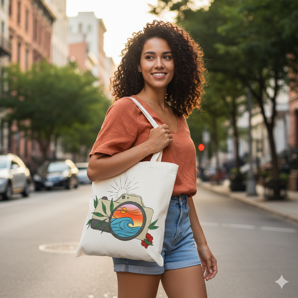 Sunset Camera Tote Bag