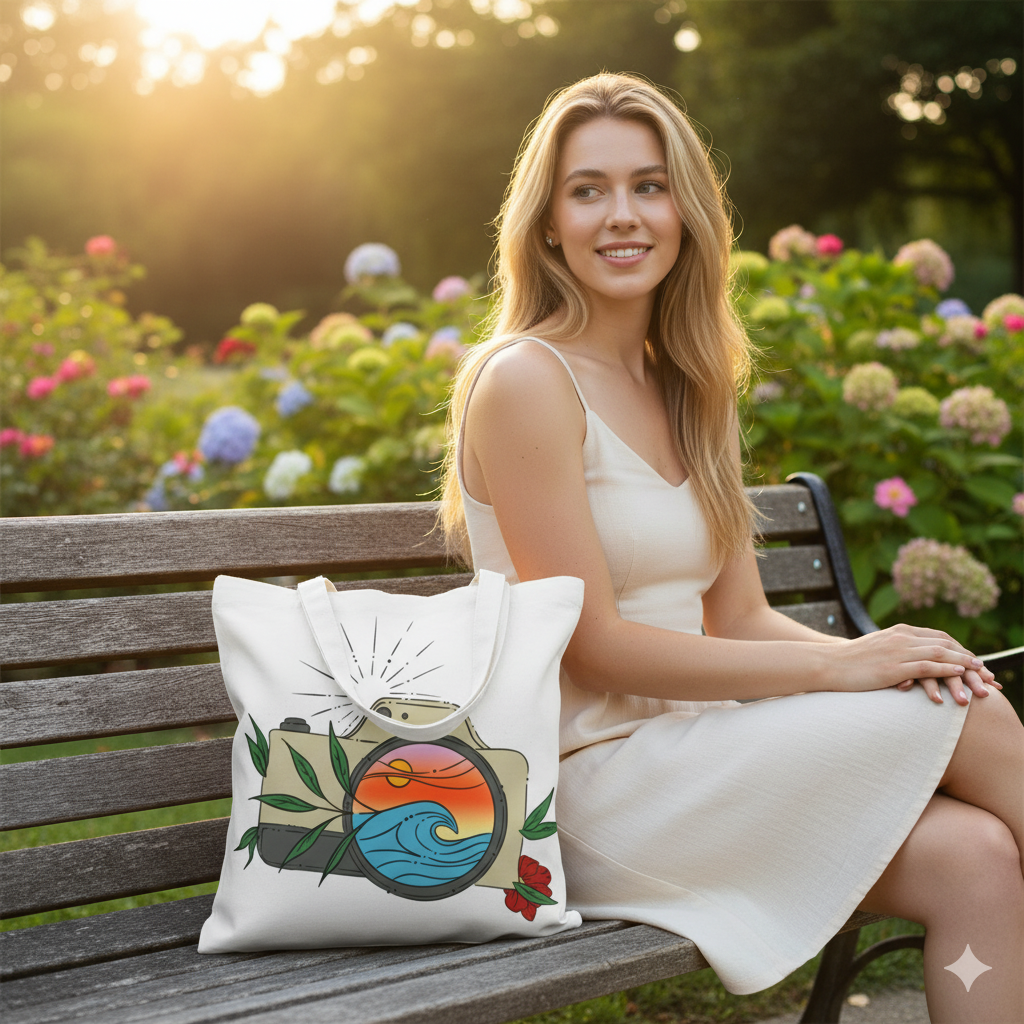 Sunset Camera Tote Bag